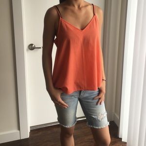 Coral v-neck tank with adjustable straps (S)